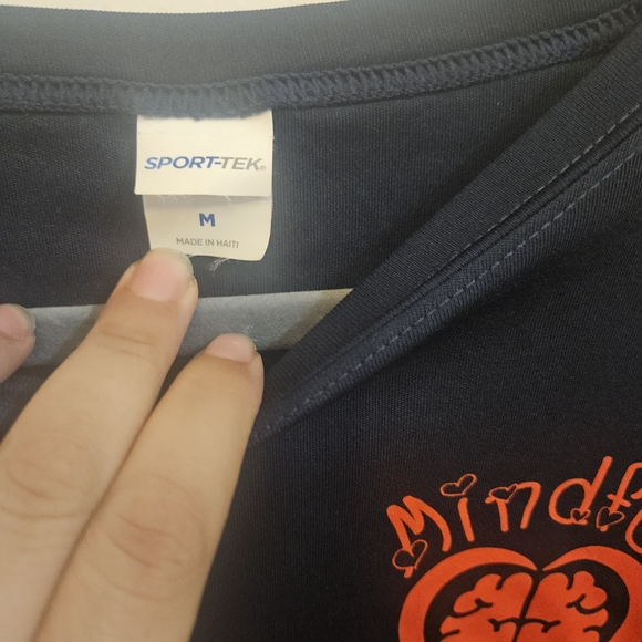 Sport-Tek Navy Shirt with Orange Graphic - Picture 2 of 2